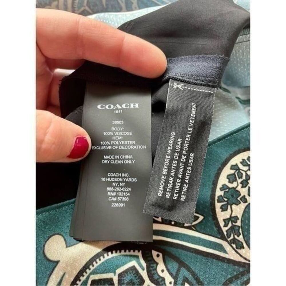 NWT COACH Feather Jacquard Print Silky Dress Size 2 - Picture 10 of 11